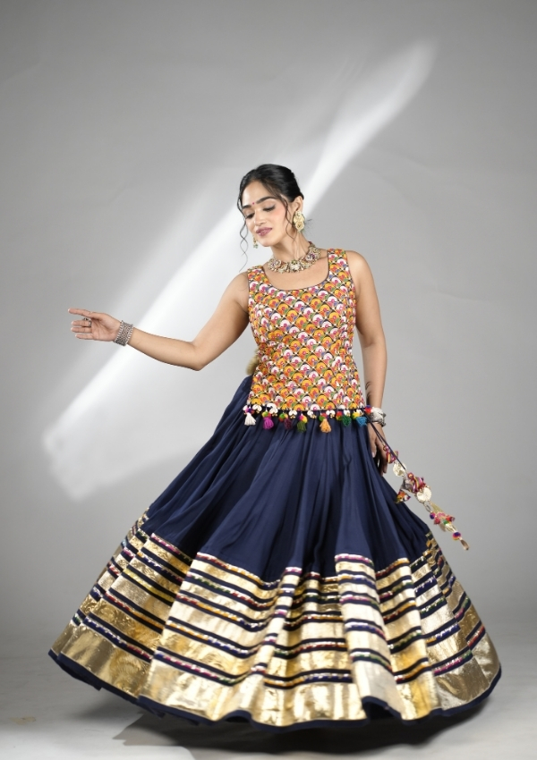 Navy Blue Gamthi Chaniya Choli